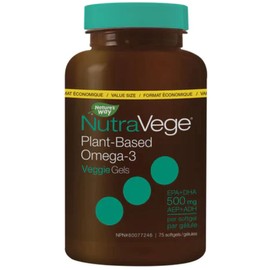 NutraSea NutraVege Omega-3 Plant Liquid Gels, 75 Softgels