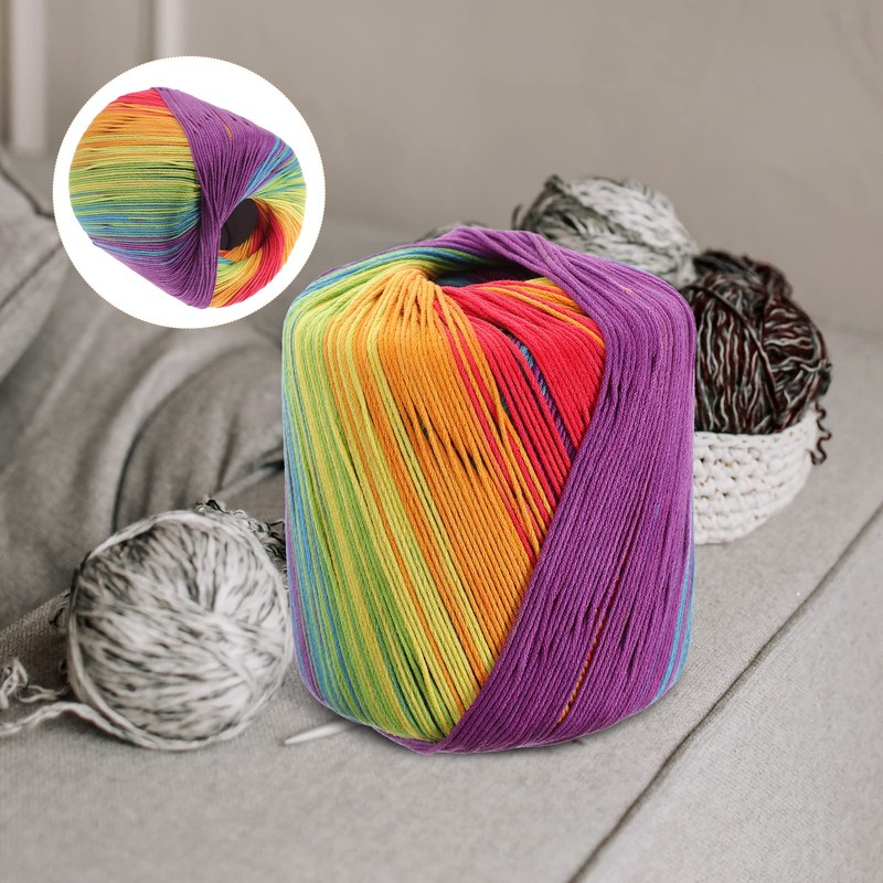Milisten 133M Weiches Häkelgarn Mehrfarbiges Baumwollstrickgarn Handstrickgarn Webgarn Häkelgarn (Regenbogen)