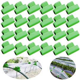 Wopanxye 24pcs Greenhouse Clamps Hoops for 10-12mm PVC Pipe Tubes, Greenhouse Film Clamps Shading Net Rod Clip Garden Hoops for Row Cover, Greenhouse Plastic Sheeting Support, Green (11mm)