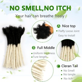 Laiyuemei Dread Extensions Human Hair Premium Quality 100% Human Hair, 0.8cm Thickness, 8 Inch Length, 30 Strands Natural Looking Dread Hair Extensions for Unisex Adults, Kids, and Girls(T1b/613)