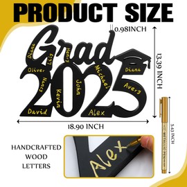 Yalikop Large 2025 Wooden Sign Graduation Decor 19 x 13.4 Inch Grad 2025 Photo Props Class of 2025 Letter Sign Centerpieces Poster Signature Board for Congrats Grad Party School Supply Table Decor