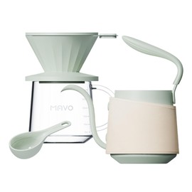 Pour Over Coffee Maker Set, Pour Over Kettle, Coffee Dripper, Glass Coffee Server with Scale, Stainless Steel Filter (Green)