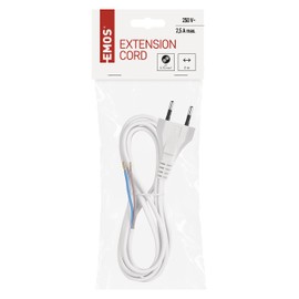 EMOS Euro Cable 2 m, Power Cable, Connection Cable, Connection Cable for Household Appliances with Euro Plug, 2 x 0.75 mm, H03VVH2-F Plastic Cable, Black