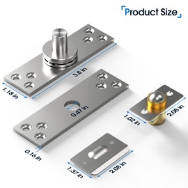 Fenghome Door Pivot Hinge, Hidden Door Hinge for Max 300 lb Secret Door, Heavy Duty Pivot Hinges for Hidden Door Bookcase 360 Degree Rotation, with Door Ball Catch Hardware - Center Pivot Hinge