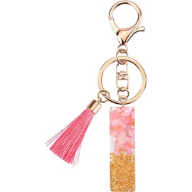 Rohans Pink and Gold Resin Alphabet Initial Letter Keychain, Bag Charm, Key Ring with Lobster Clasp (I)