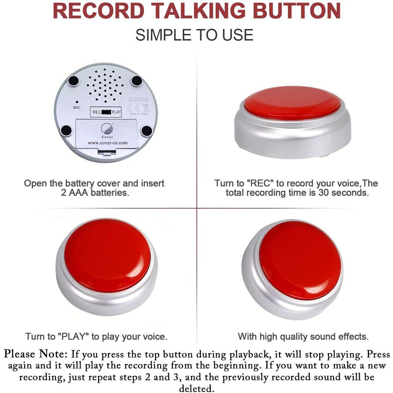 Recordable Button,Record Talking Button,Easy Button 30S Voice Recordable Button Sound