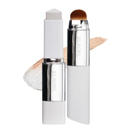ELROEL Blanc Cover Cream Stick V White - Korean Color-Changing Foundation Stick with Volufiline - Medium to Full Coverage Dewy Finish Base Makeup - Dual-Ended with Detachable Brush (200 Fair)