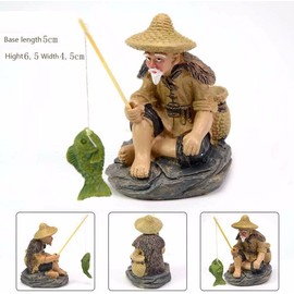 Mini Fisherman Figurines Resin Sitting Fishing Men, Garden Statue Ornament Fish Tank Micro Landscape Decor Garden Sculptures and Statues