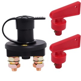 Interruptor de Desconexión de Batería Interruptor de Apagado de Batería de 12 V 24 V para Coche Marino Barco, RV, ATV, Camión,Vehículo Interruptor Maestro de Batería de Encendido y Apagado con Llave Impermeable y Cubierta (Negro+Rojo)