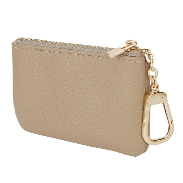 LARENNT Full Grain Leather Coin Purse with Key Chain -