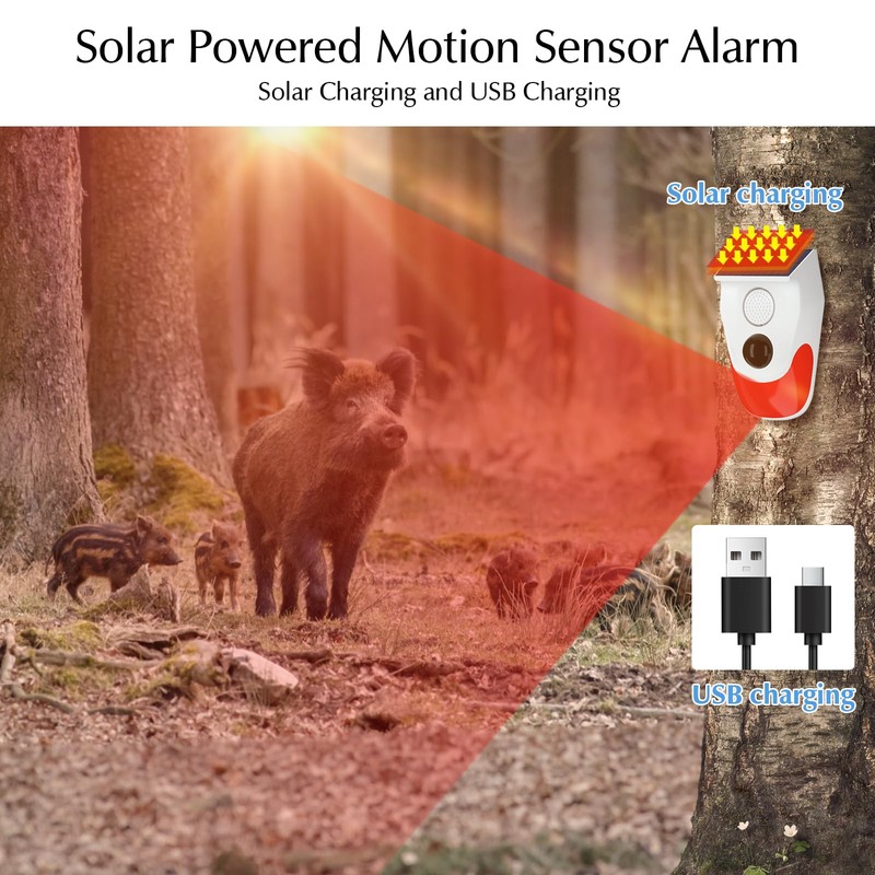 Outdoor Motion Sensor, Solar Alarm System House with Remote Control,