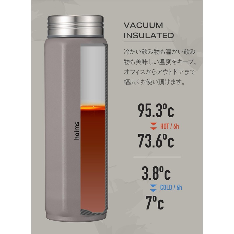 CBJAPAN Water Bottle, Direct Drinking, Vacuum Insulated, 2 Layers, Brown,