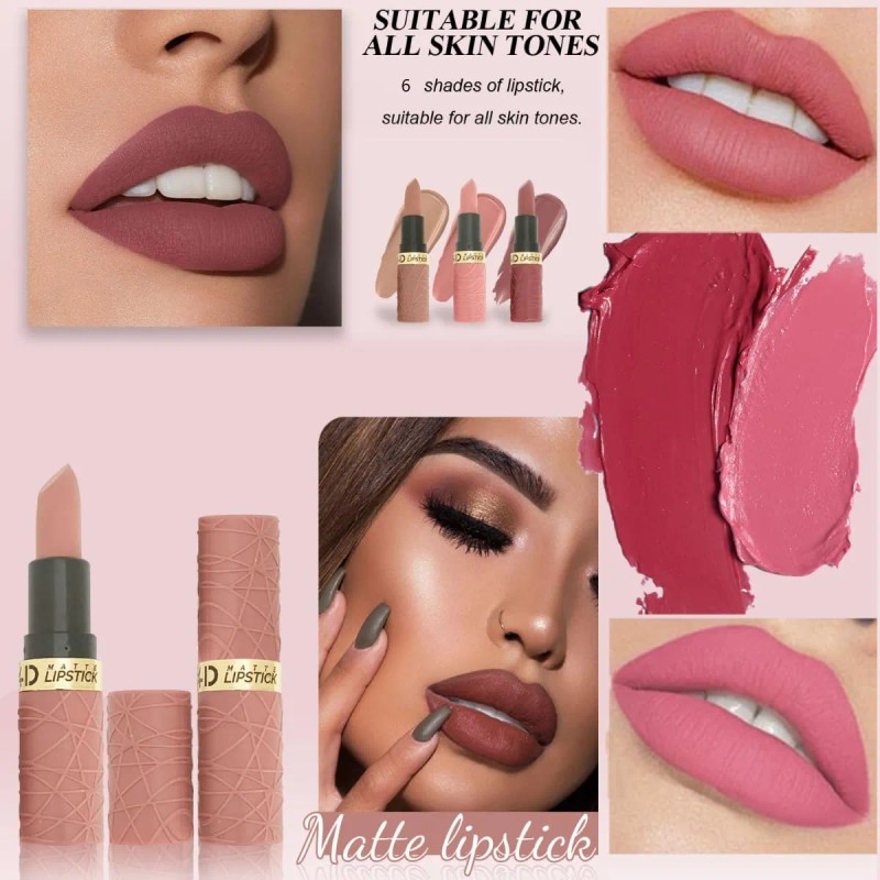 Juego De Pintalabios Mate, Juego De 6 Pintalabios Rosa Nude