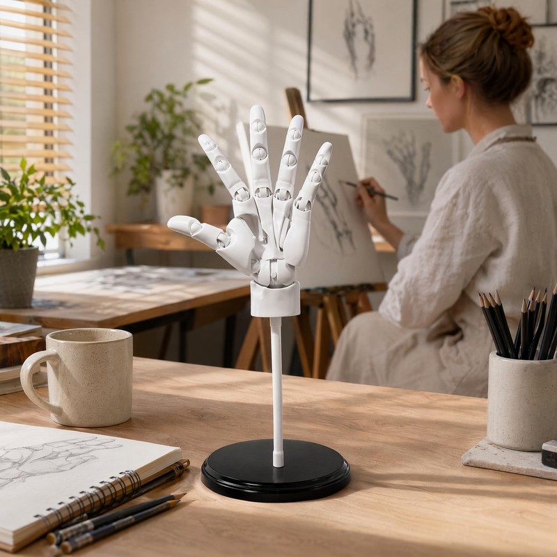 Articulated Hand Model for Drawing 1:1 Size Posable Mannequin Hand