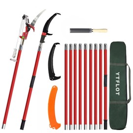 YTFLOT 2-32 Feet Pole Saws For Tree Trimming Manual Pole Saw Tree Trimmers Tree Pruner Extendable Tree Pole Saw Red