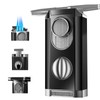 All-in-One Triple Torch Lighter, Built-in V Cutter, Holder, Adjustable Windproof