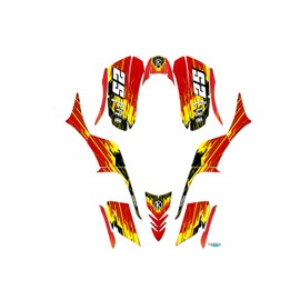 Kalair GFX Graphics Kit for Kawasaki KFX 700 (2004-2009) Fracture Series Red 16 Mil-ATV UTV Dirt Bike Stickers,Quad Dirtbike Racing Decal Automotive Motocross Accessories no Plastics