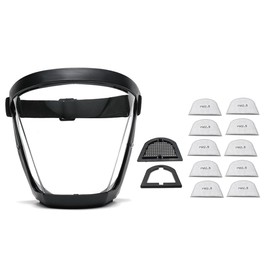 ZENWORYS Work Protection Mask Full Face Protector Shield Transparent Protector Face Dustproof with 10 Filter Black