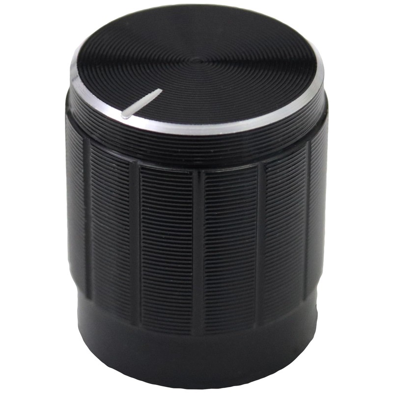 6mm Splined Hole Black Aluminium Amplifier/HiFi Control Knob Pack of