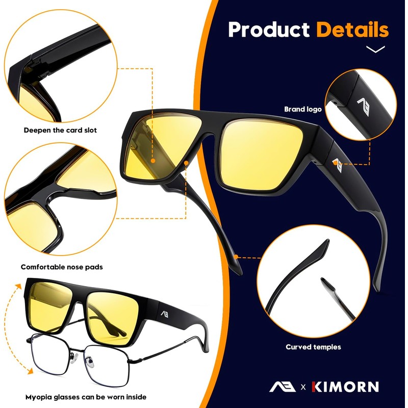 Gafas de Sol Polarizadas Oversize UV400 Kimorn para Hombres y