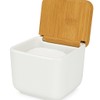 Home Gadgets Salt Pot with Bamboo Lid Ceramic White 12