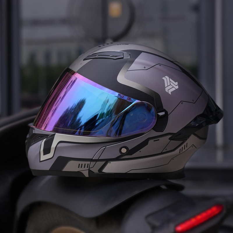 JQF Gear Modular Motorcycle Helmet Dual Visor Flip Up Full