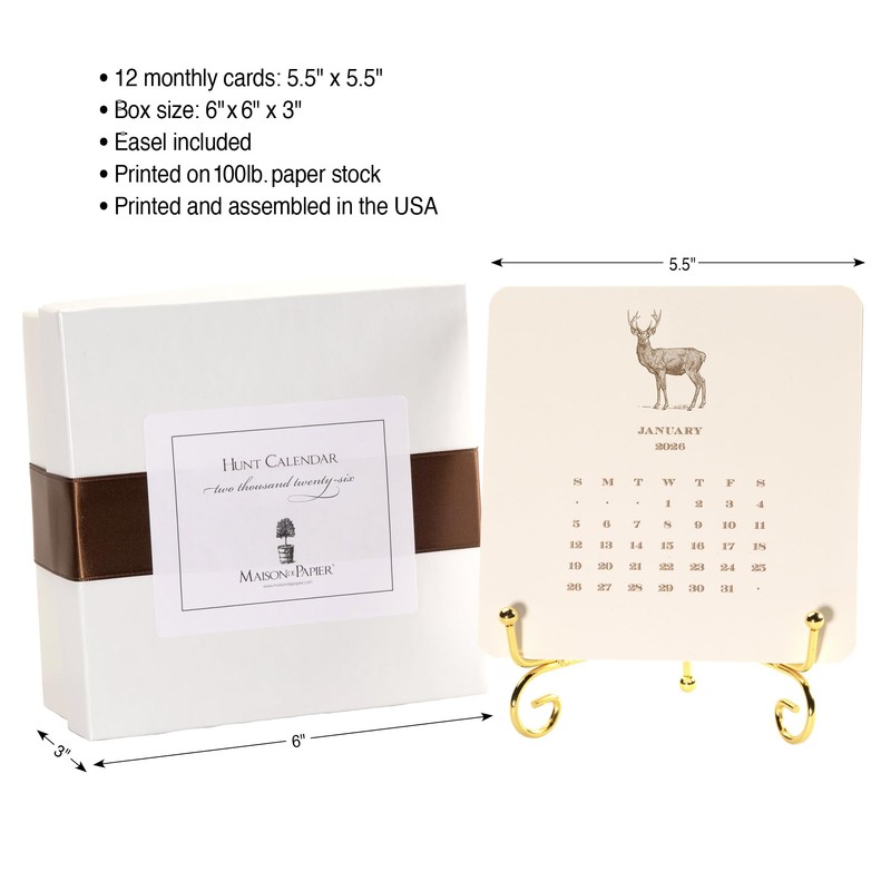 SHADE TREE GREETINGS Hunt 2026 Desk Calendar with Easel for