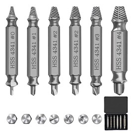 Screw Extractor Set HSS 4341# Damaged Screw Remover Double Ended Bolt Removal Tool for Broken Stripped Screws Bolt (Set of 6)