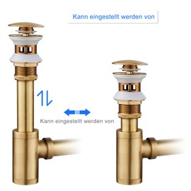 Universal Siphon for Sink & Washbasin, KEOKBON Syphon & Pop Up Valve Drain Fitting with Overflow Plug Drain Odour Trap Cleaning Opening Perfect Fit Tube Siphon, Antique