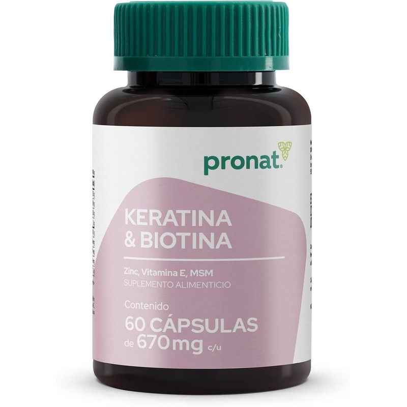 PRONAT Keratina Biotina 60 Cápsulas Suplemento Alimenticio Fórmula con Queratina,
