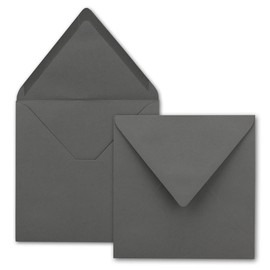 FarbenFroh Series Square Envelopes in Anthracite (Grey), 15.5 x 15.5 cm, without Window, with Wet Seal, 110 g/m², for Invitation Cards for Wedding, Birthday and More, Pack of 50
