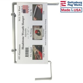 Aluminum Headstone Wreath Hanger for Cemetery Tombstone, Grave Marker, Made in USA