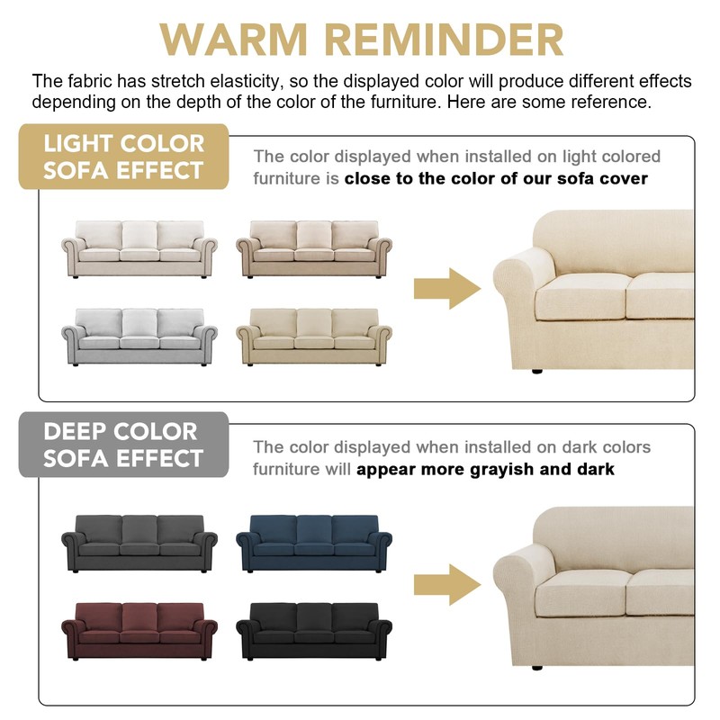 H.VERSAILTEX 4 Piece Stretch Couch Covers for 3 Cushion Couch