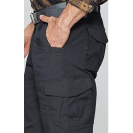 SPOSULEI Cargo Work Pants for Men Ripstop Tactical Pants Lightweight Water Resistant EDC Hiking Carpenter Hunting Pants with Multi Pockets Black 38Wx32L