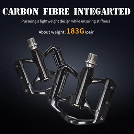 Carbon Fiber Pedals with Titanium Core - Lightweight T800 Carbon Fiber, Anti-Slip Aluminum Pins, Durable & Strong for Road & Mountain Bikes