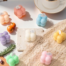 FANBODTA 6-in-1 Mini Soy Wax Candles Gift Set C Eco-Friendly Aromatherapy, Lavender/Peach/Sea Salt Scents, Bubble Shaped Decorative CandlestickPremium Scented Candles for Relaxation/Meditation for Home