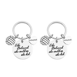 YF 2 Pieces Volleyball Keychains Volleyball Gifts for Women Men Players Teams She Believed She Could So She Did