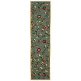 Machine Washable Floral Leaves Design Non-Slip Rubberback 3x10 Traditional Runner Rug for Hallway, Kitchen, Bedroom, Living Room, 2'7" x 9'10", Seafoam Green