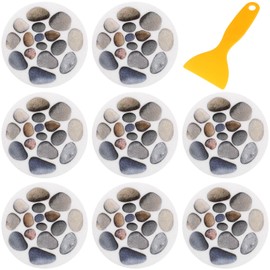 DOITOOL 8Pcs Non-Slip Bathtub Stickers Durable Sturdy Premium Stone Pattern Anti-Slip Bath Stickers Safety Shower Treads for Adults Kids Bathroom (with Scraper)