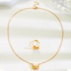 Gold Bow Knot Necklace Ring Set Bowknot Ribbon Necklace Ring