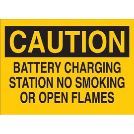 Brady 43369 Aluminum Traffic Sign: Industrial, 10" X 14", Legend "Battery Charging Station No Smoking Or Open Flames"
