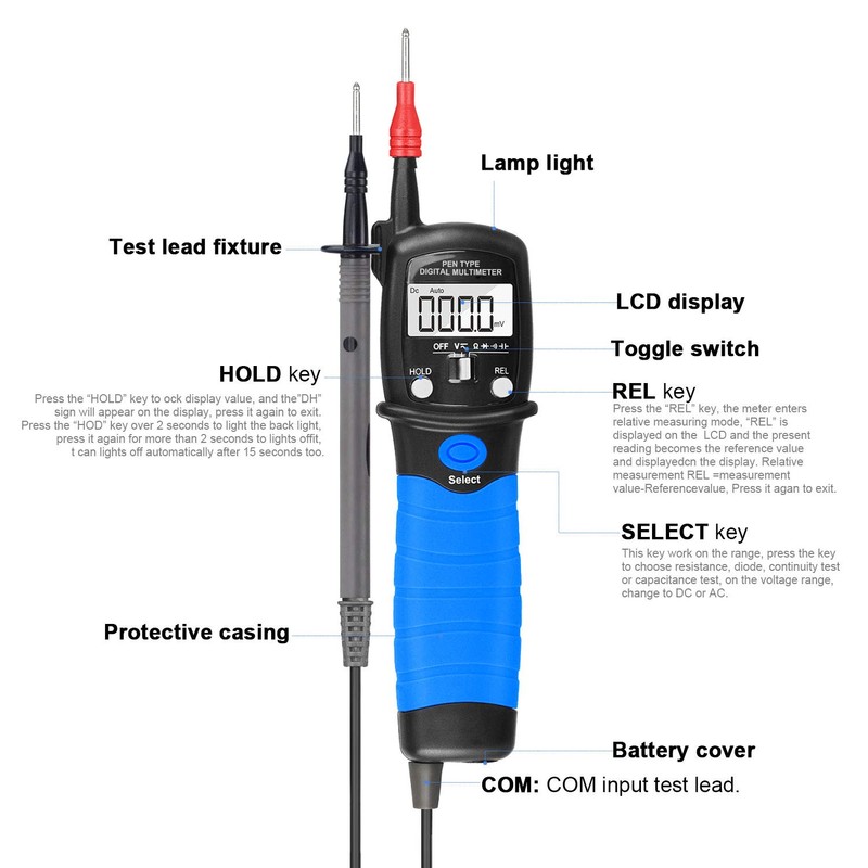 Digital Multimeter, Voltmeter, AC/DC Multi Tester for Voltage, Current, Resistance
