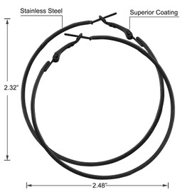 Hoop Earrings for Women 60MM Big Black Stainless Steel Hoops 80s 90s Large Retro Neon Earrings Party Dangle Earrings Accessories Gift