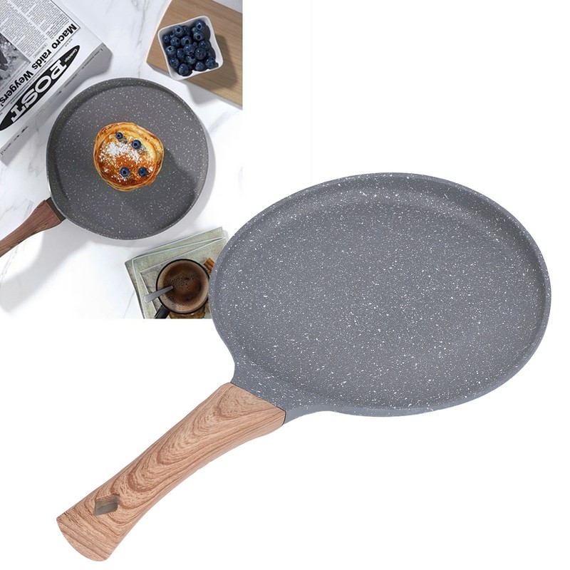 Flat Bottomed Pancake Pan Grey Aluminum Alloy Cooking Pan Non