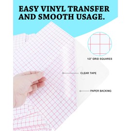 UCEC 25 Pack Clear Transfer Tape for Vinyl, 9.5x12in Easy Transfer Adhesive Sheets in Medium Tack for Vinyl Projects Compatible with Cricut Joy Xtra for Sign Stickers, Windows, Walls, Ceramics, Glass