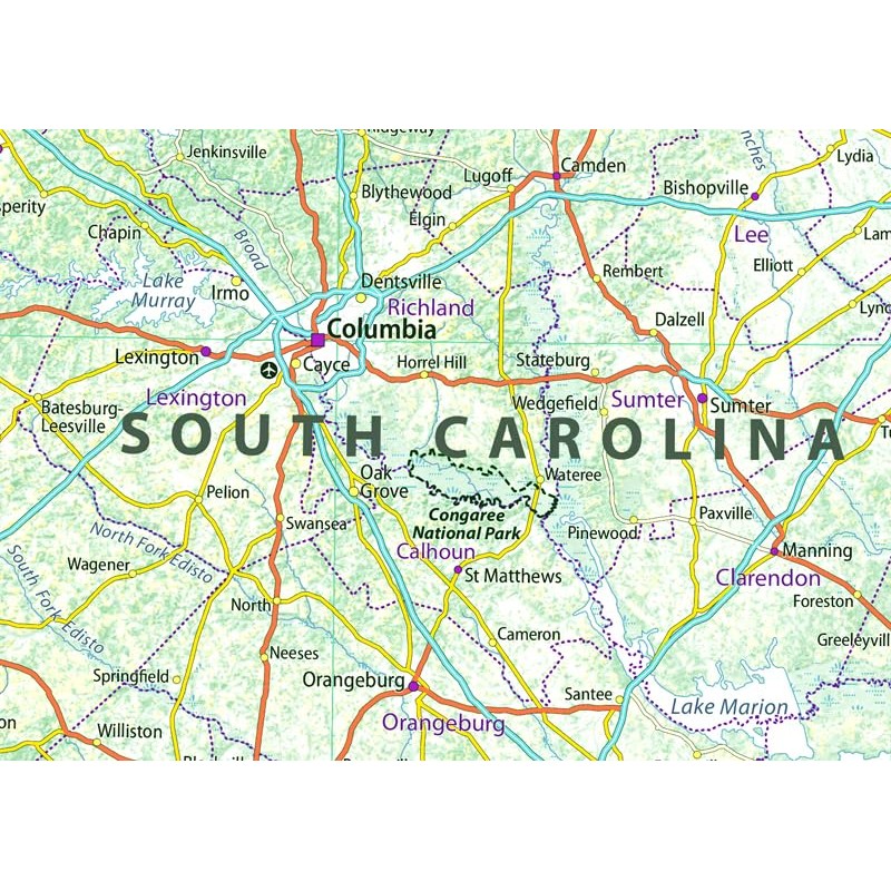 South Carolina USA State Map - 23.4 x 15.4 Inches