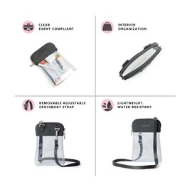 Baggallini Women's Stadium Clear Bryant Crossbody, Charcoal, One Size