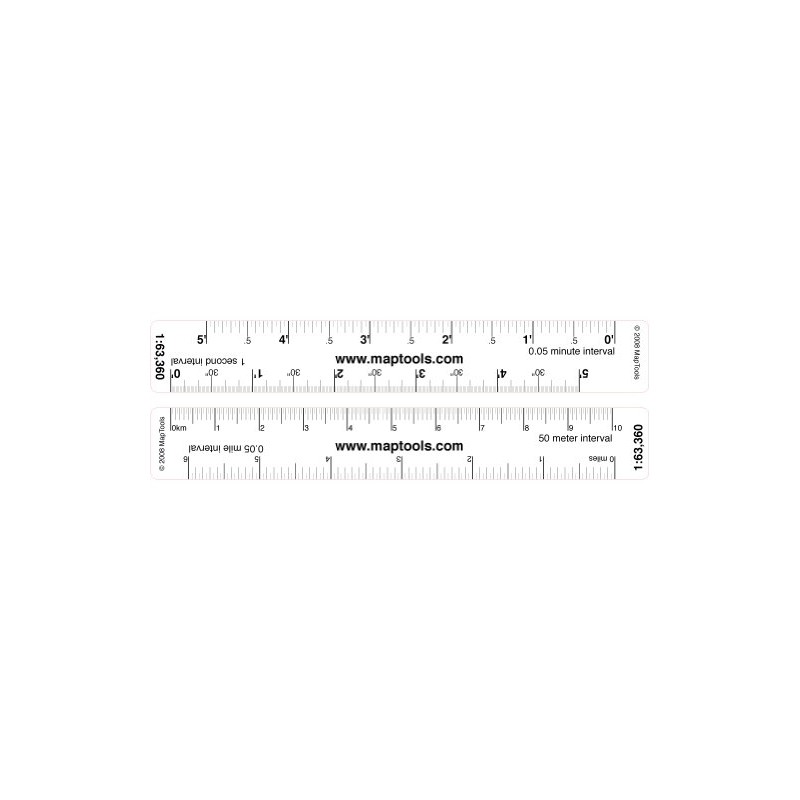 MapTools Map Ruler for 1:63,360 Scale Maps. LAT/Lon, Miles, Kilometers