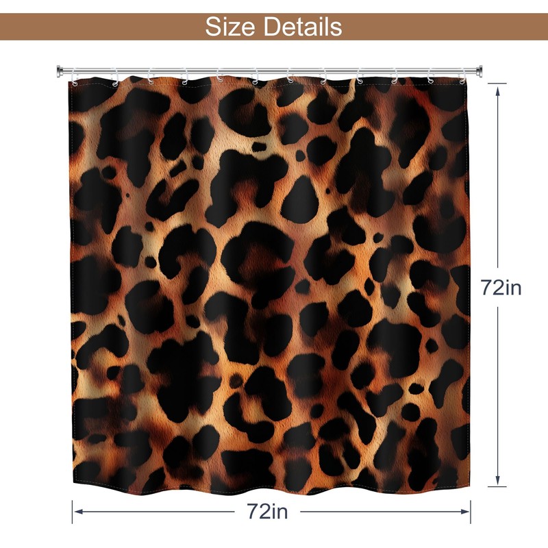 Leopard Tortoise Shell Print Shower Curtain Brown Cheetah Cat Fur