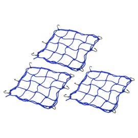 PATIKIL Bungee Cargo Net, 3 Pack High Elastic Motorcycle Luggage Straps with 6 Hooks for Bicycle Motorcycle, 11.8" x 11.8", Blue
